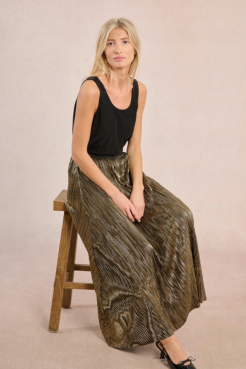 Jupe longue plissée et irisée
