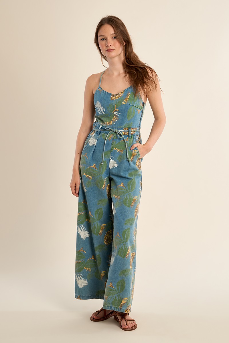Combinaison en denim imprimée