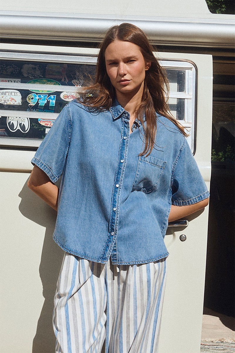 Chemise denim, manches courtes Chemise denim, manches courtes