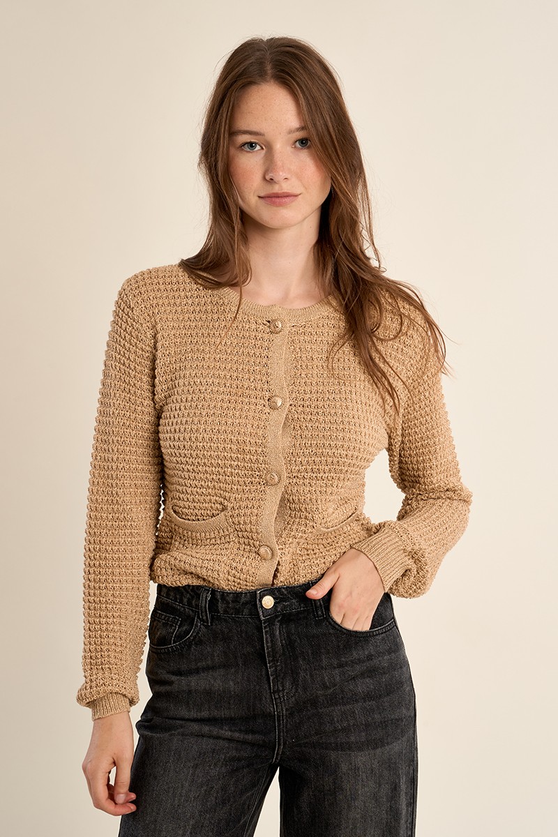Cardigan en maille, col rond Cardigan en maille, col rond