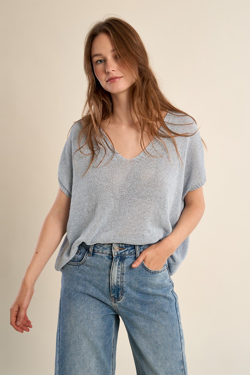Pull sans manches en maille irisée