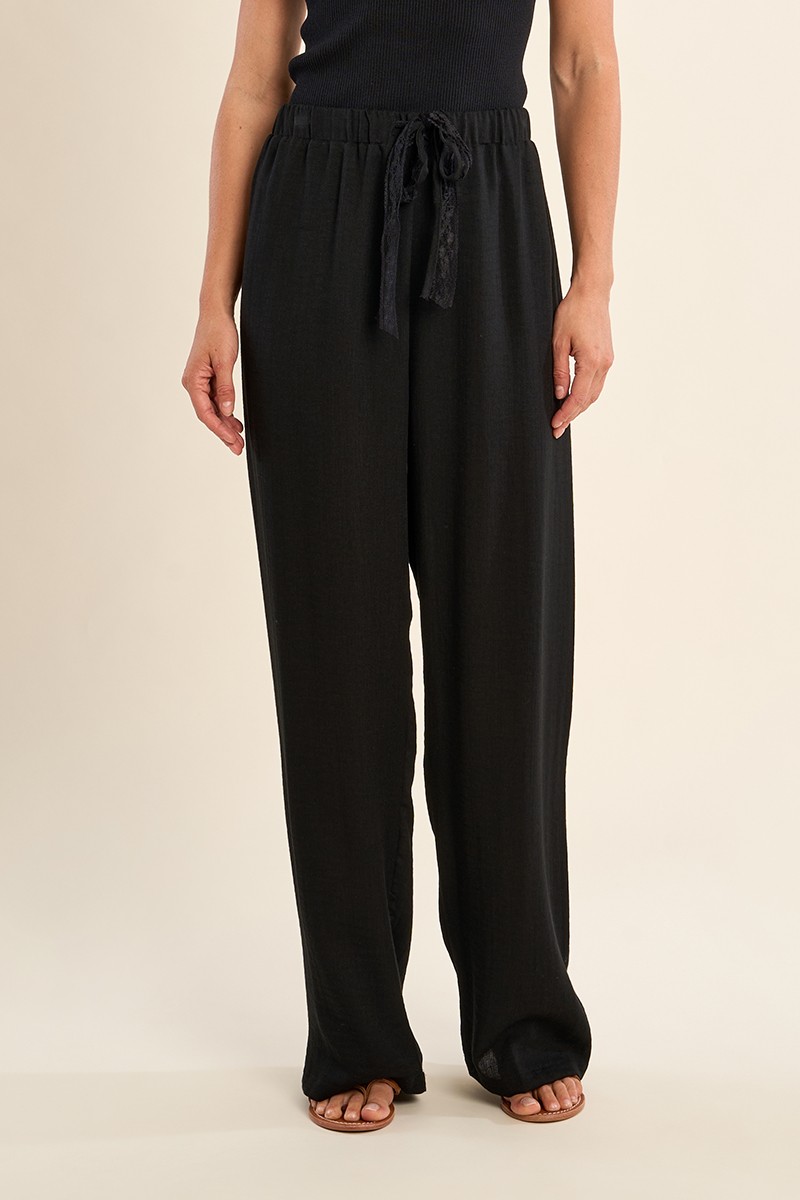 Pantalon fluide, taille haute