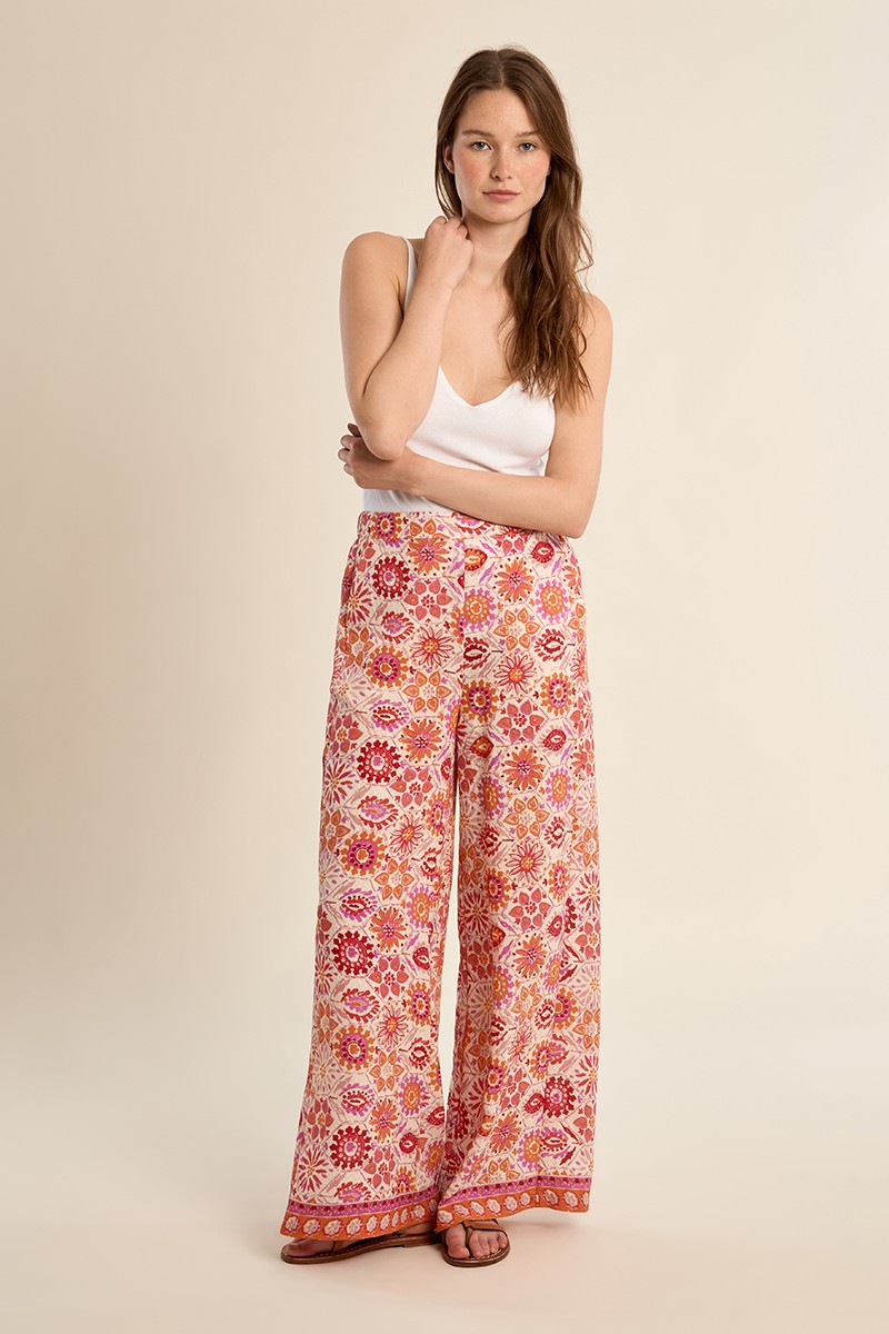 Pantalon large, imprimé