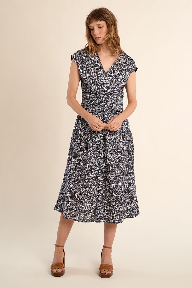 Robe midi, fleurie