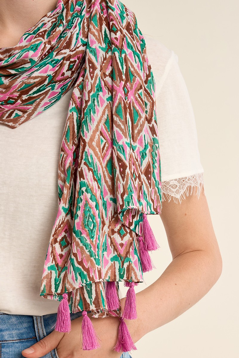 Large foulard en coton, imprimé