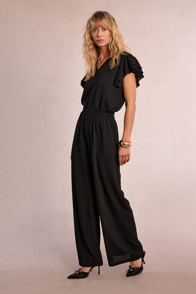 Pantalon droit et fluide en semi-transparence