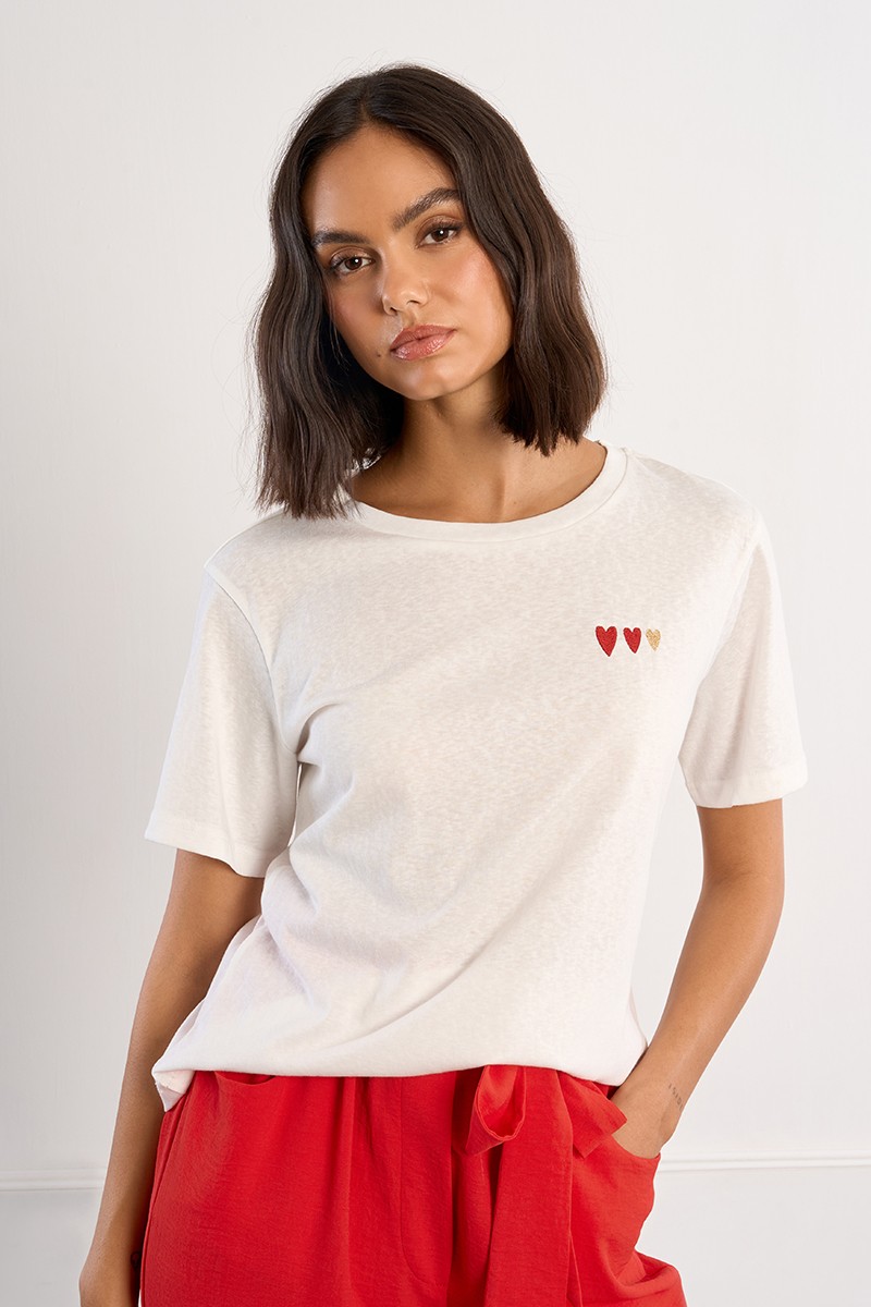 T-shirt cœurs brodés T-shirt cœurs brodés