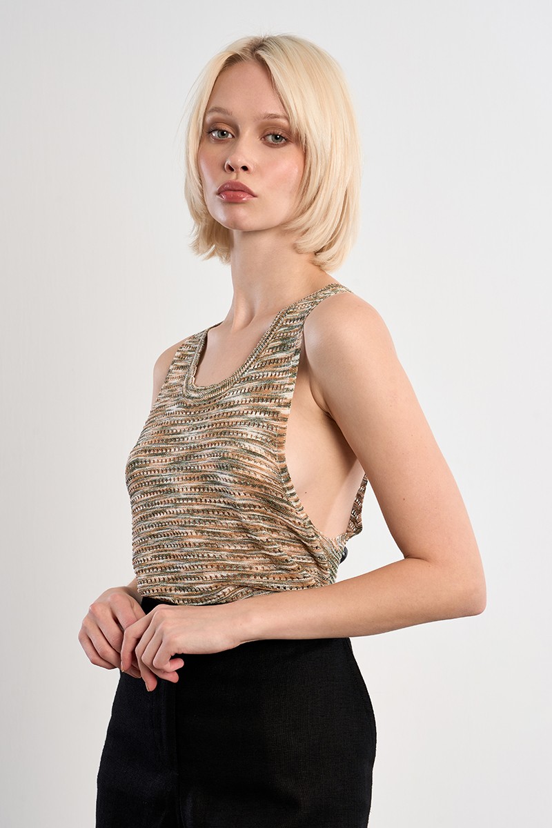 Débardeur en maille rayé Débardeur en maille rayé