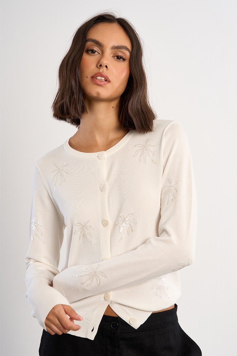 Cardigan aux motifs palmiers