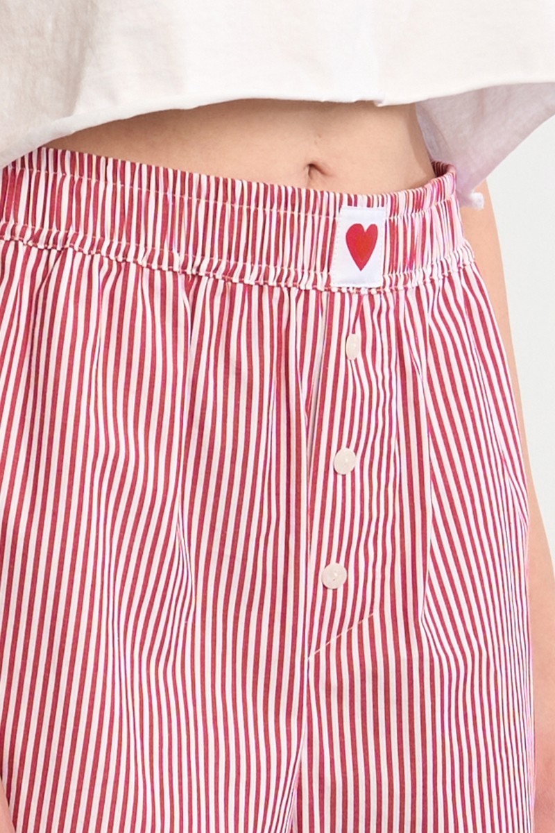 Short caleçon rayé rouge