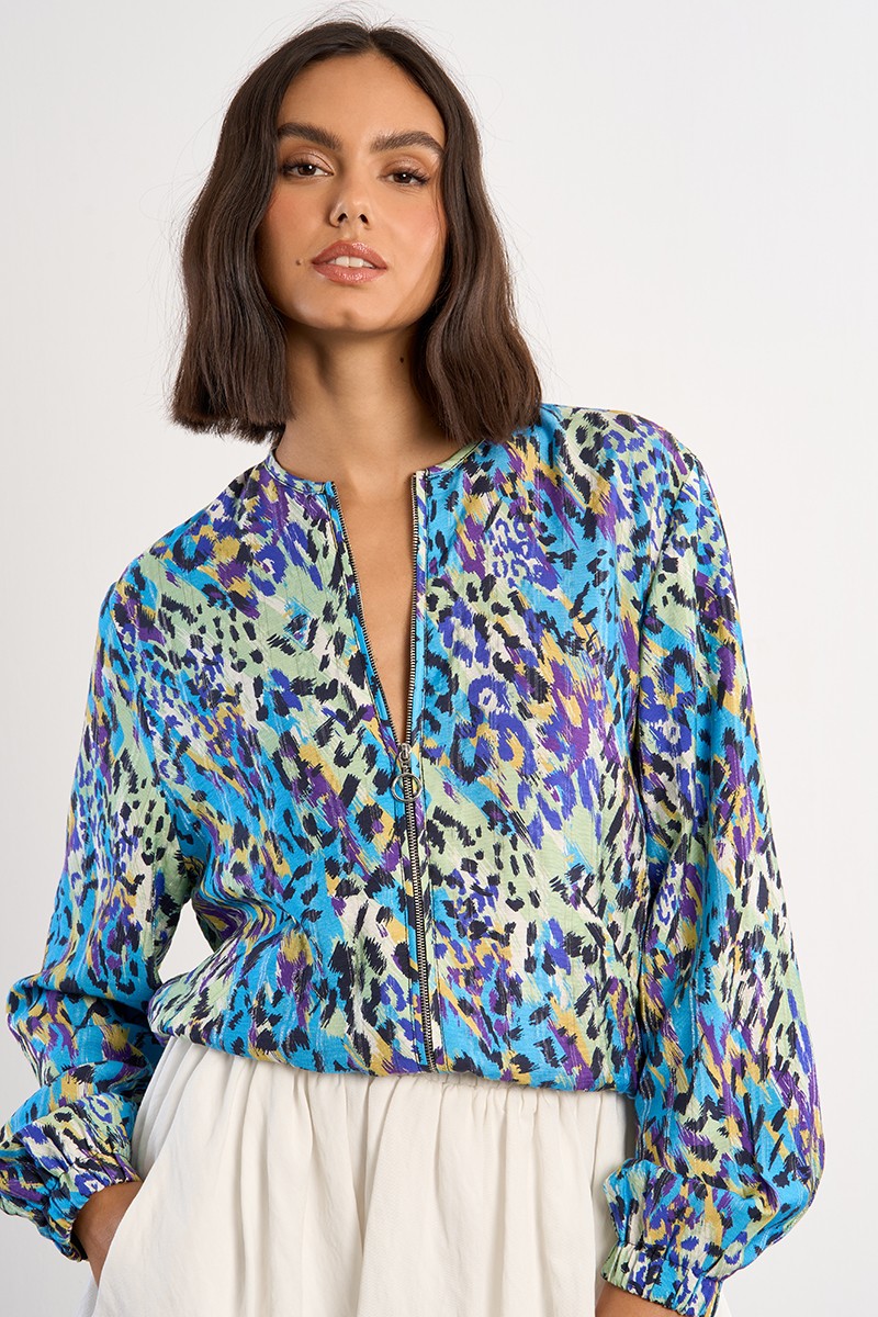 Bomber décontracté à imprimé animalier Bomber décontracté à imprimé animalier