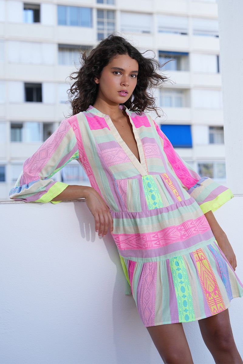 Robe en coton multicolore, Ibiza